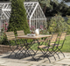 Valetta Garden Furniture Folding Dining Set, Natural Wood, Black Metal, 5 Piece