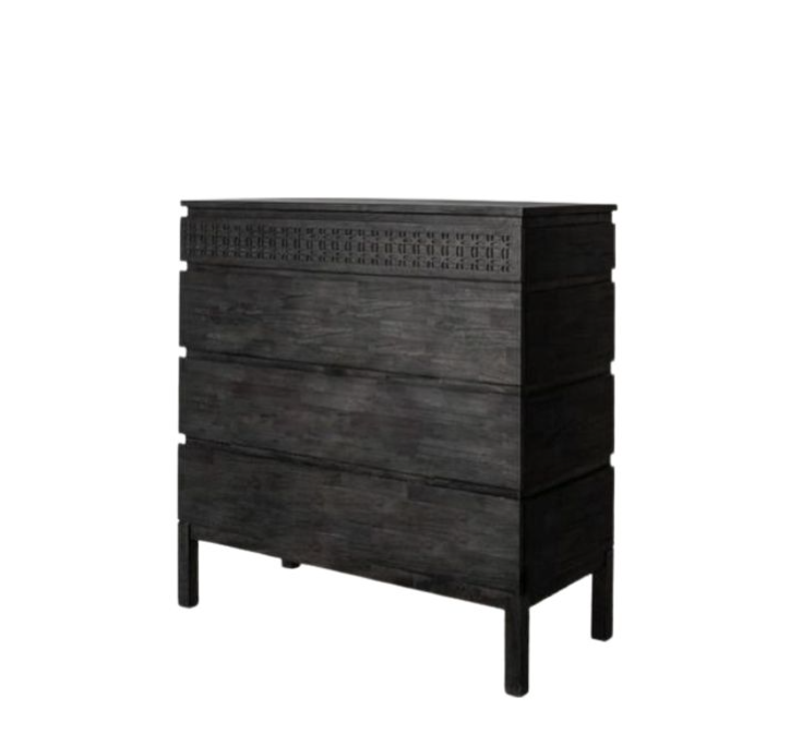 Boho Black Charcoal 4 Drawer Chest