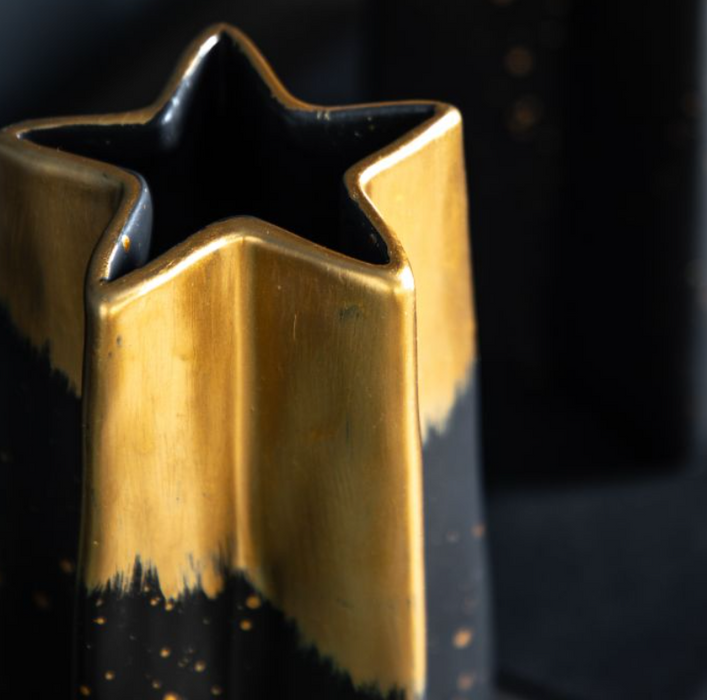 Shooting Star Small Vase Black Gold