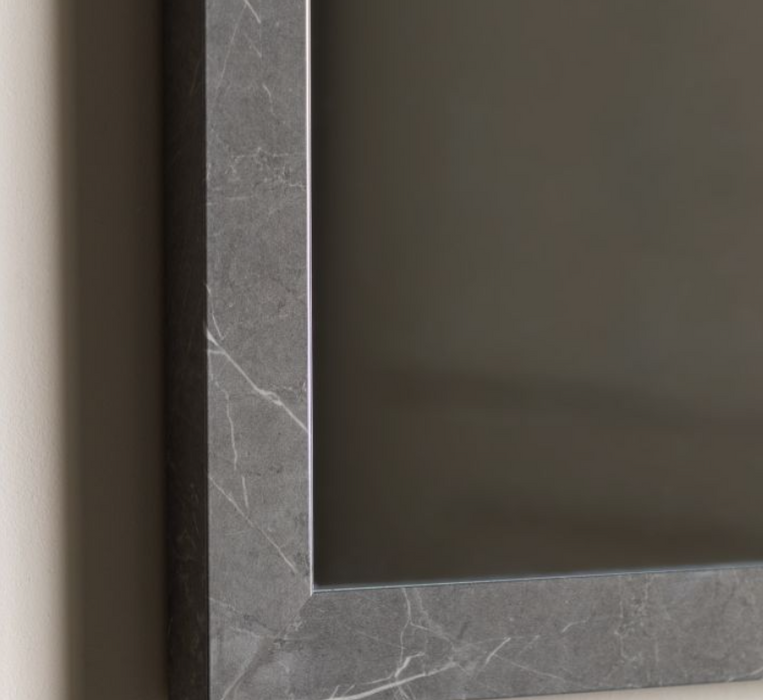 Romano Marble Design Wrapped Grey Rectangular Mirror Small