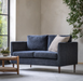 Charlesville 2 Seater Charcoal Grey Fabric Sofa with Wooden Legs