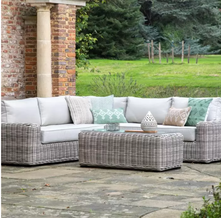 Brookby Garden Furniture Corner Lounge Set, Natural Rattan ( Due back In 22/01/25 )