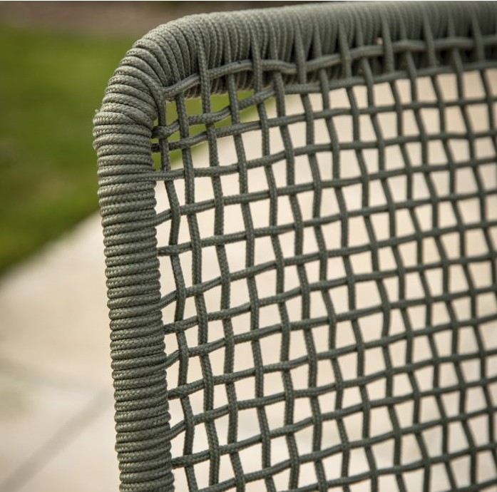 Crofton Garden Lounge Chair & Footstool, Green Woven Rope & Metal ( Due Back In 28/01/25 )