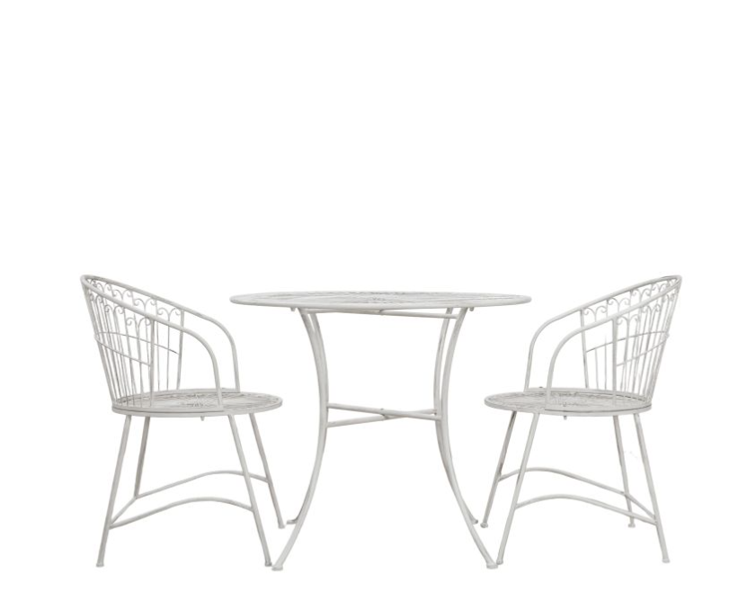 Metro Garden Furniture Bistro Set, Off White, Metal, 3 Piece