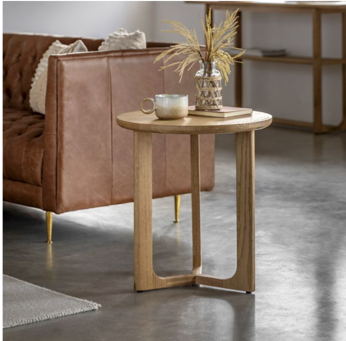 Worthington Side Table, Round Top, Natural Oak