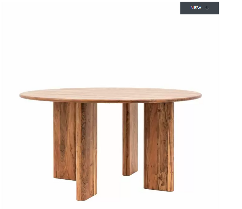 Priory Round Dining Table, Natural Acadia Wood