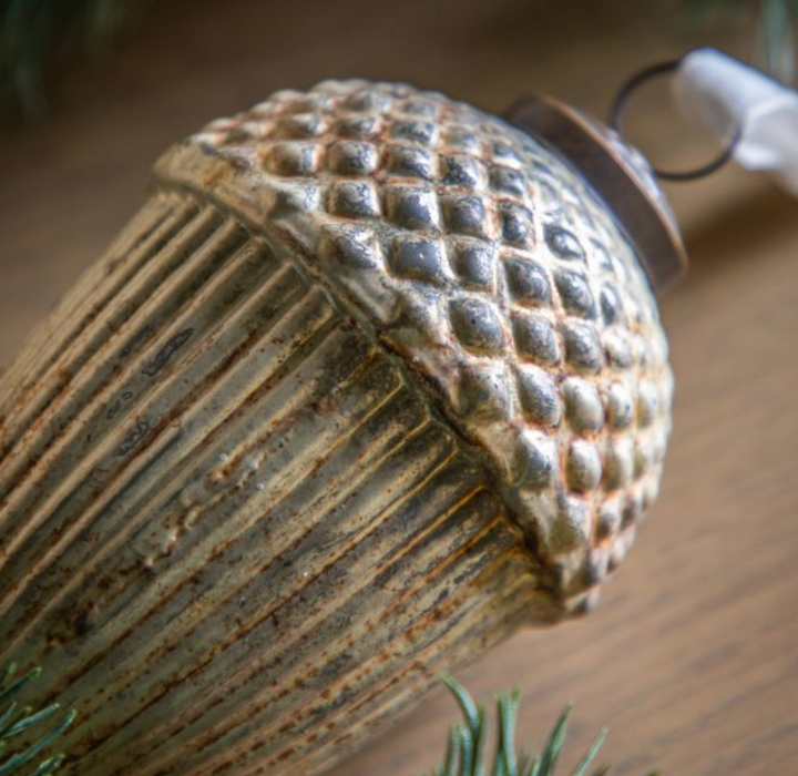 Antique Gold Acorn Shaped Bauble Large