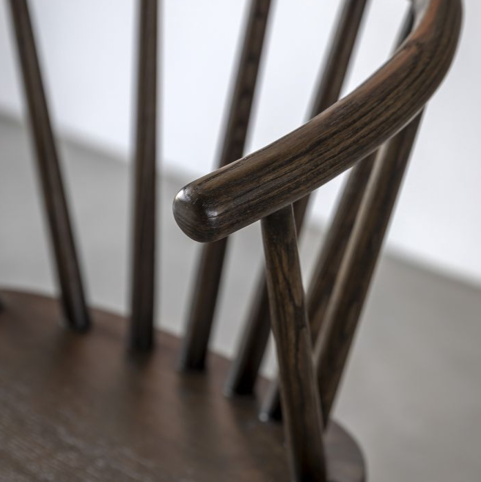 Worthington Dining Chairs in Dark Brown Wood with Intricately Turned Legs and Back Spindles - S/2