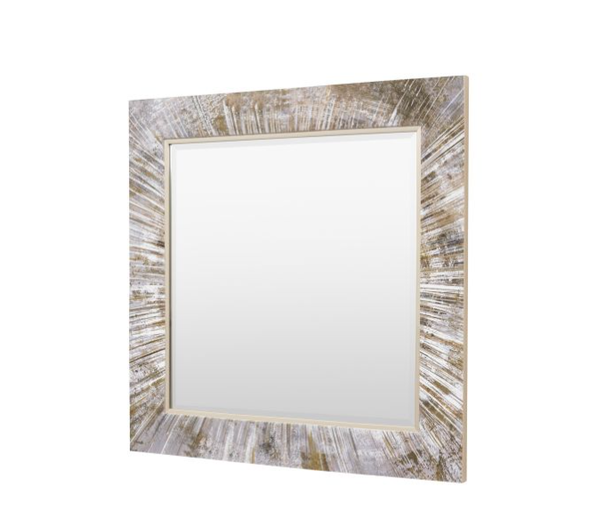 Chelsea Cream and Gold Radiating Pattern Square Mirror