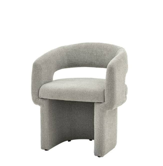 Sloane Curved Back Contemporary Dining Chair in Grey Boucle