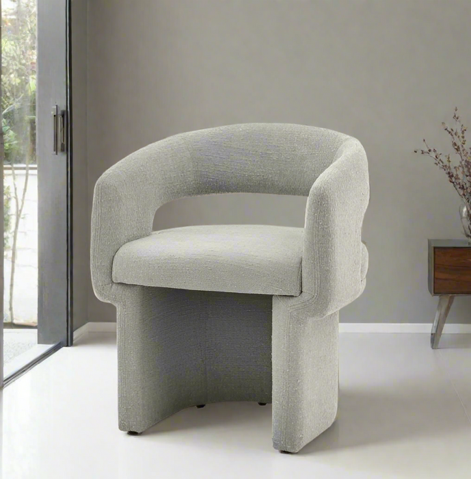 Modern Grey Accent Chair – Upholstered Curved Design with Plush Comfort - Decor interiors