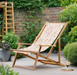 Renzo Outdoor Deck Chair, Clay Flora, Natural Wood