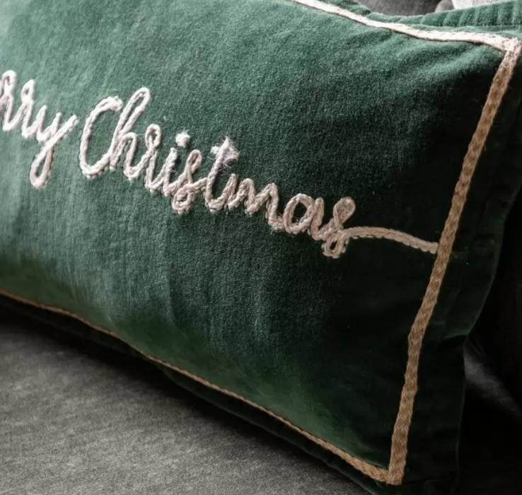 Green Velvet Christmas Cushion