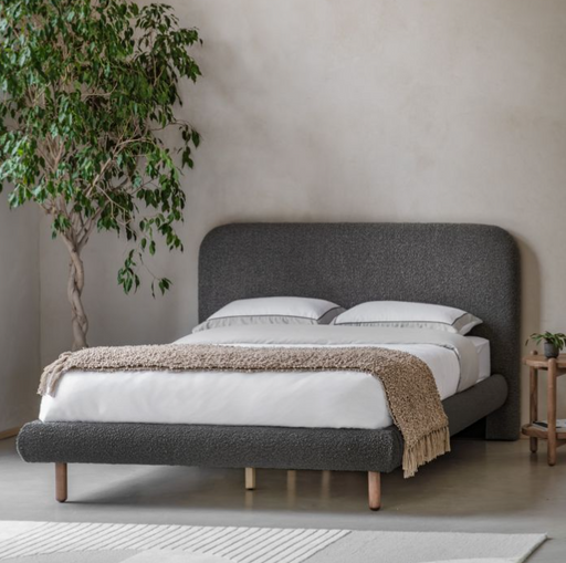 Rabley Dark Grey Boucle Double Bedstead