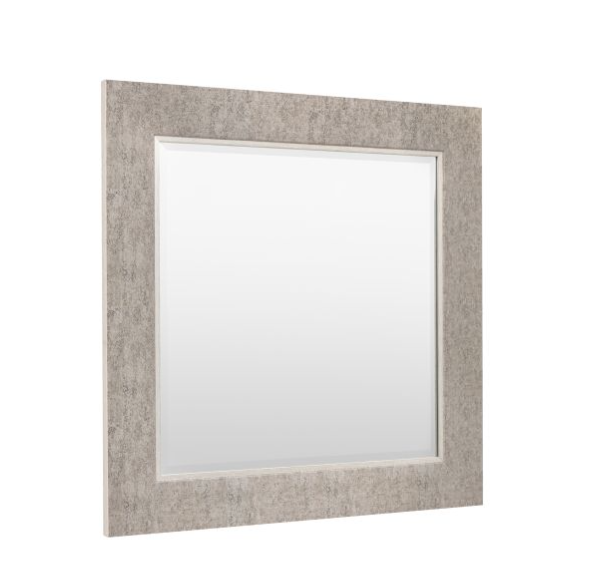 Elegant Silver Square Wall Mirror with Intricate Patterned Frame