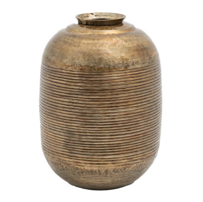 Kasai Antiqued Brass Metal Large Vase