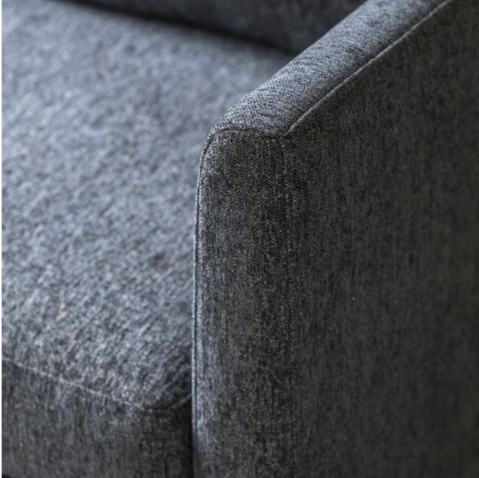 Charlesville 2 Seater Charcoal Grey Fabric Sofa with Wooden Legs