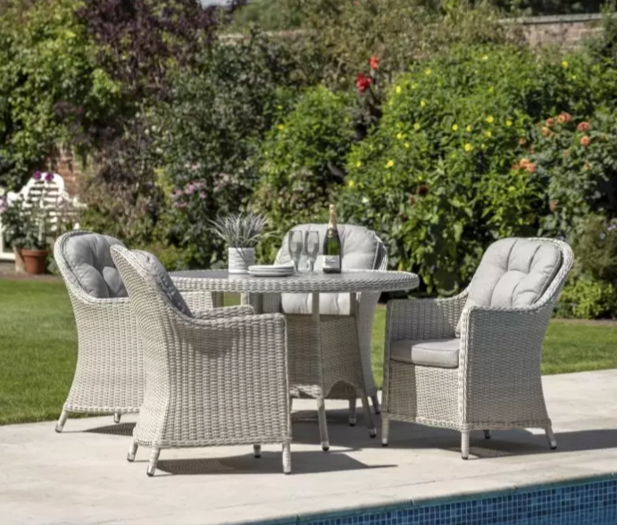 Berkerley Garden Furniture Dining Set, Rattan, Stone