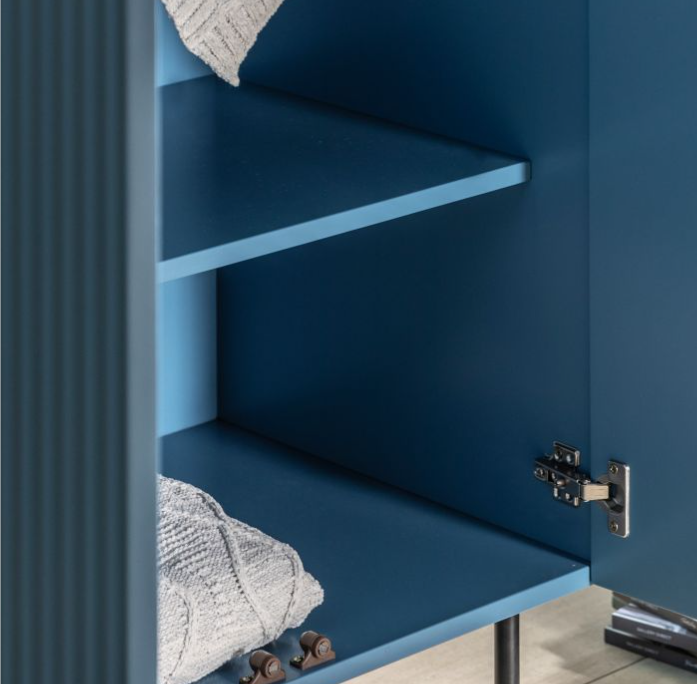 Weston Contemporary Blue Vertical Scalloped Wardrobe