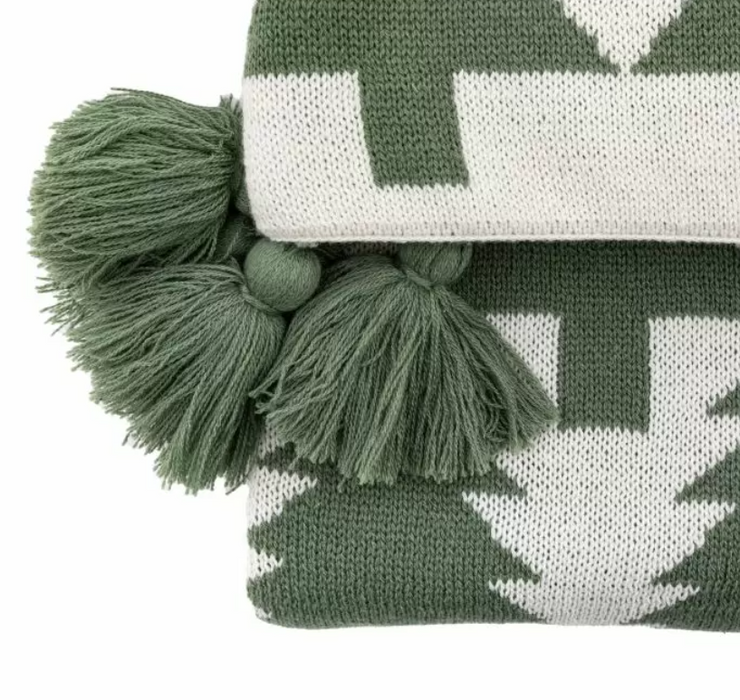 Natures Forest Knitted Tree Throw Green