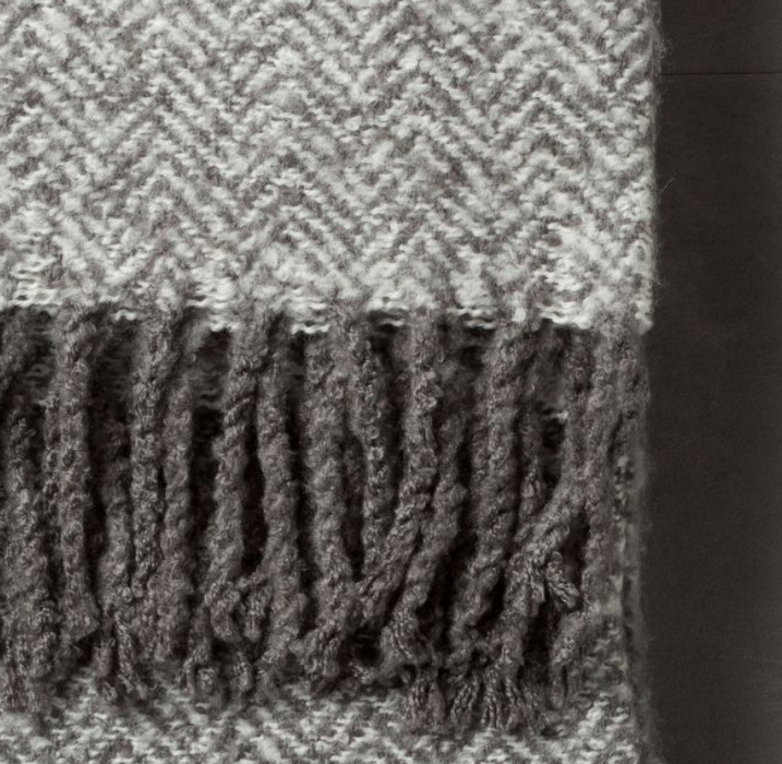 Herringbone Faux Mohair Throw Grey