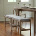 Hanako Dining Bench, Grey Boucle Seat, Natural Acadia Wood