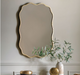 Sloane Quirky Wavy Edge Rectangular Metal Mirror in Rustic Gold Finish