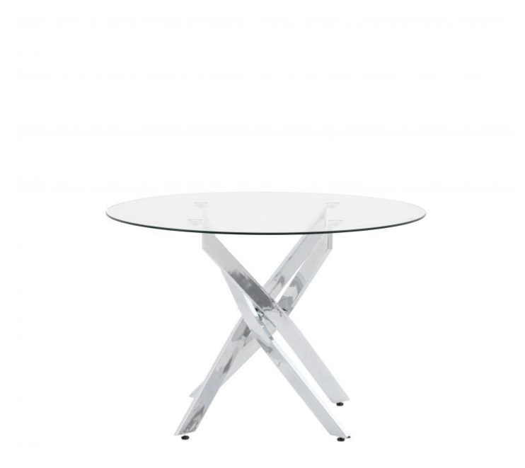 Rossini Round Dining Table, Clear Glass, Chrome