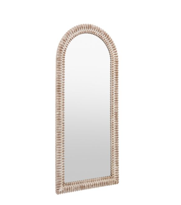 Contemporary White Wash Wood Arched Floor / Leaner Mirror - 170cm