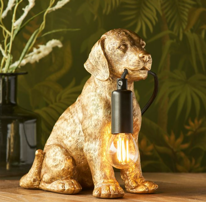 Labrador Puppy  Gold Table Lamp 