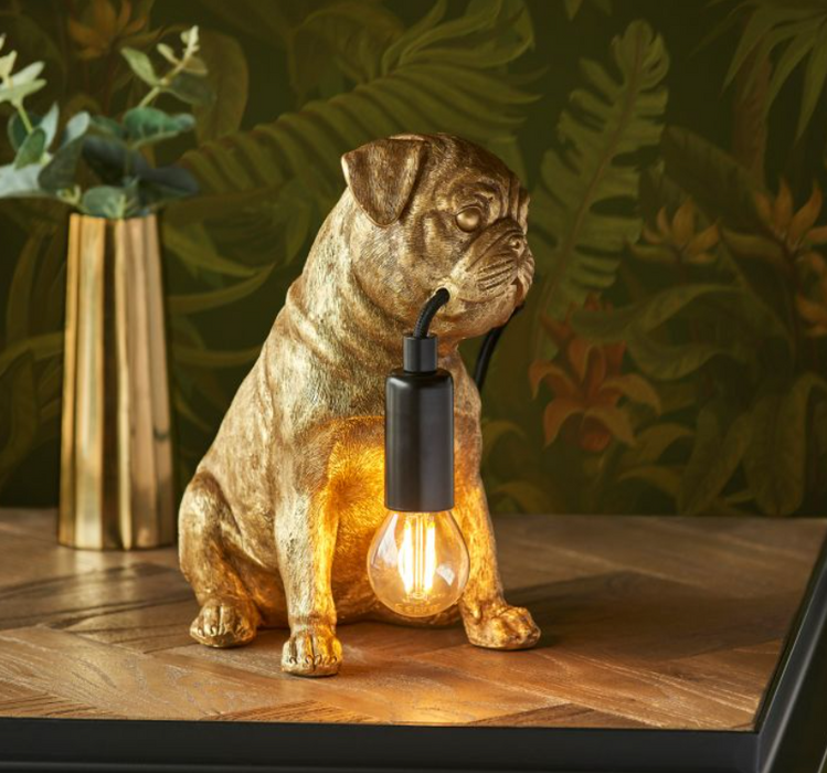 Quirky Vintage Gold Resin Table Lamp – Dog Design & E14 Holder ( Due Back In 30/01/25 )