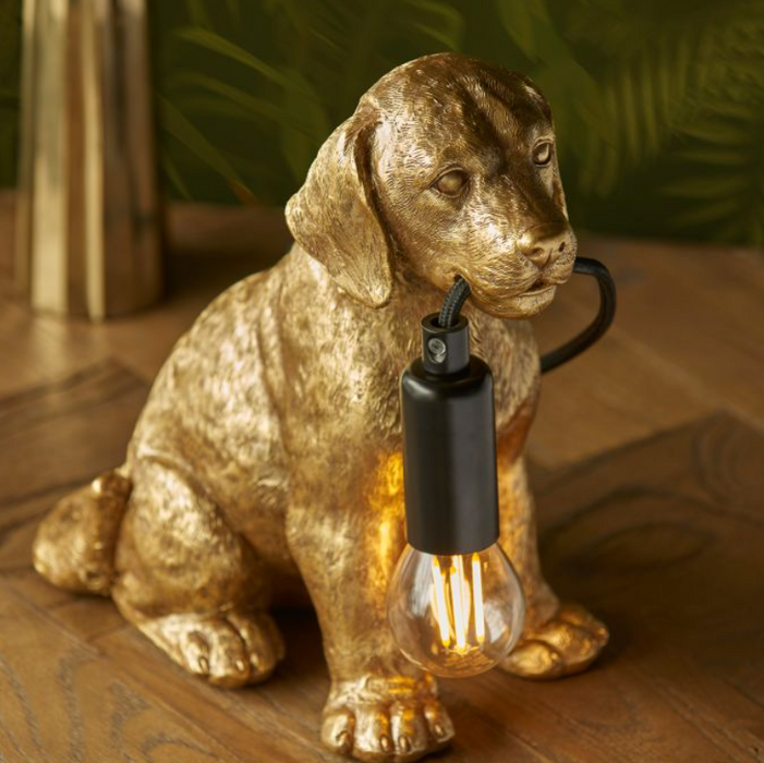 Labrador Puppy  Gold Table Lamp 