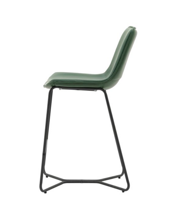 Hawking Deep Green Leather Upholstered Curved Stool ( Due In 18/11/24 )