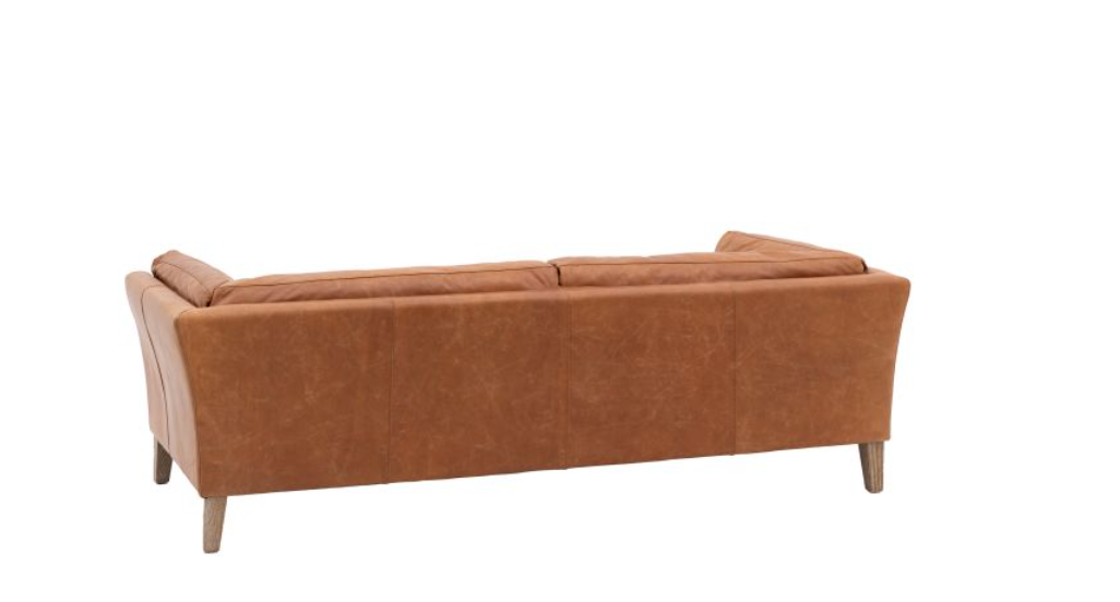 Elegant Brown Leather 3 Seater Sofa - Timeless Comfort and Style