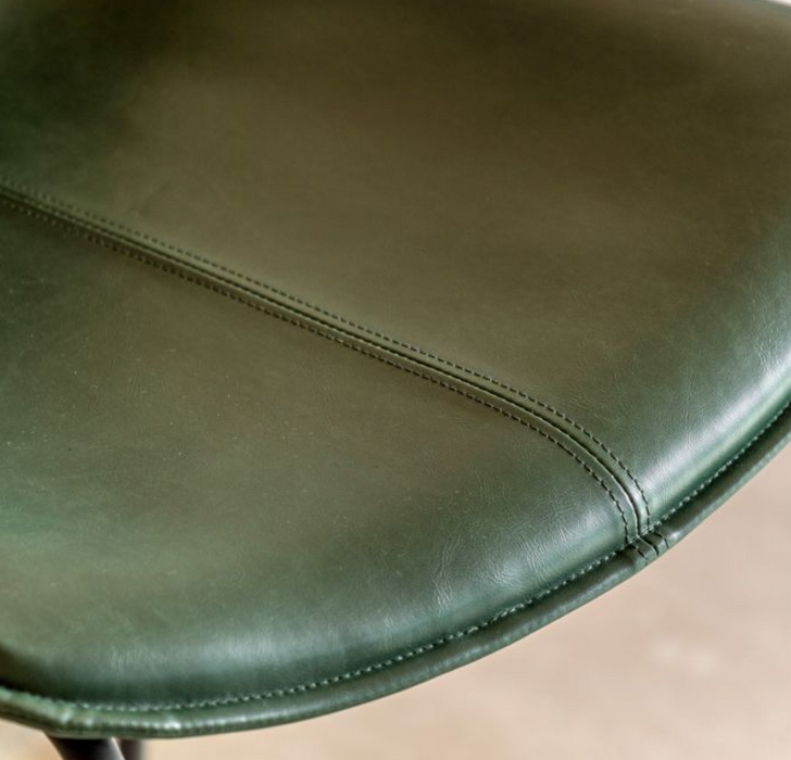 Hawking Deep Green Leather Upholstered Curved Stool ( Due In 18/11/24 )