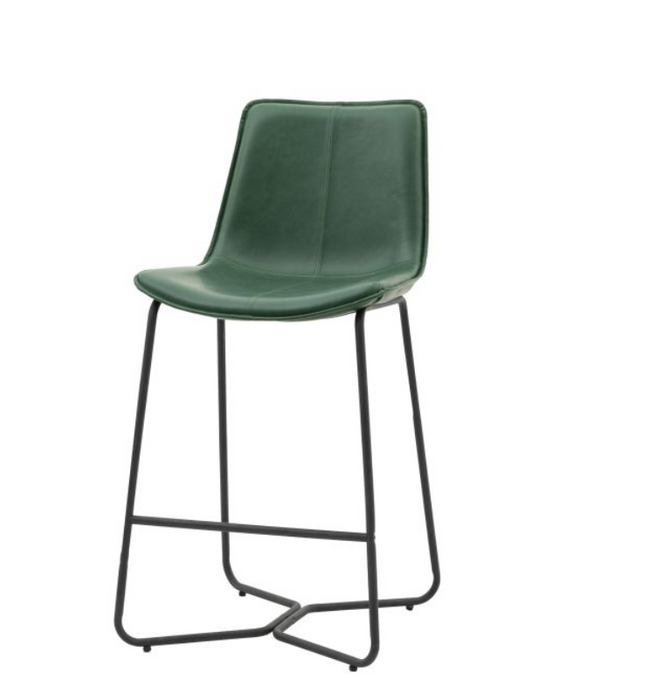 Hawking Deep Green Leather Upholstered Curved Stool ( Due In 18/11/24 )