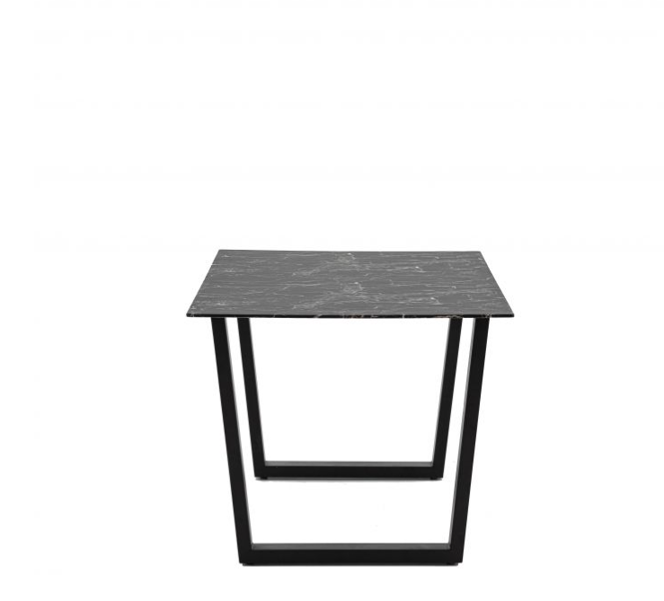 Saltford Rectangle Dining Table, Black Marble, Black Metal