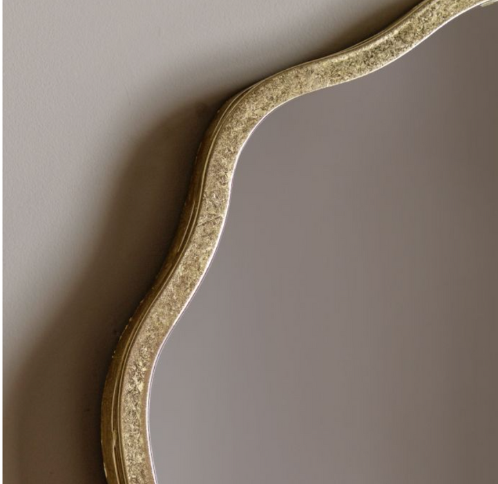 Contemporary Aged Gold Wavy Metal Leaner / Floor Mirror - 170cm