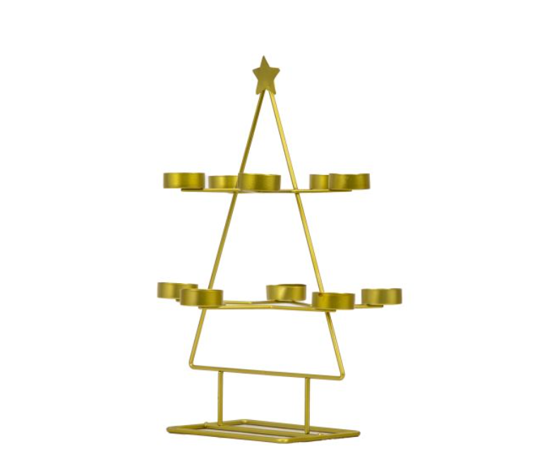 Gold Christmas Tree Tealight Holder x10