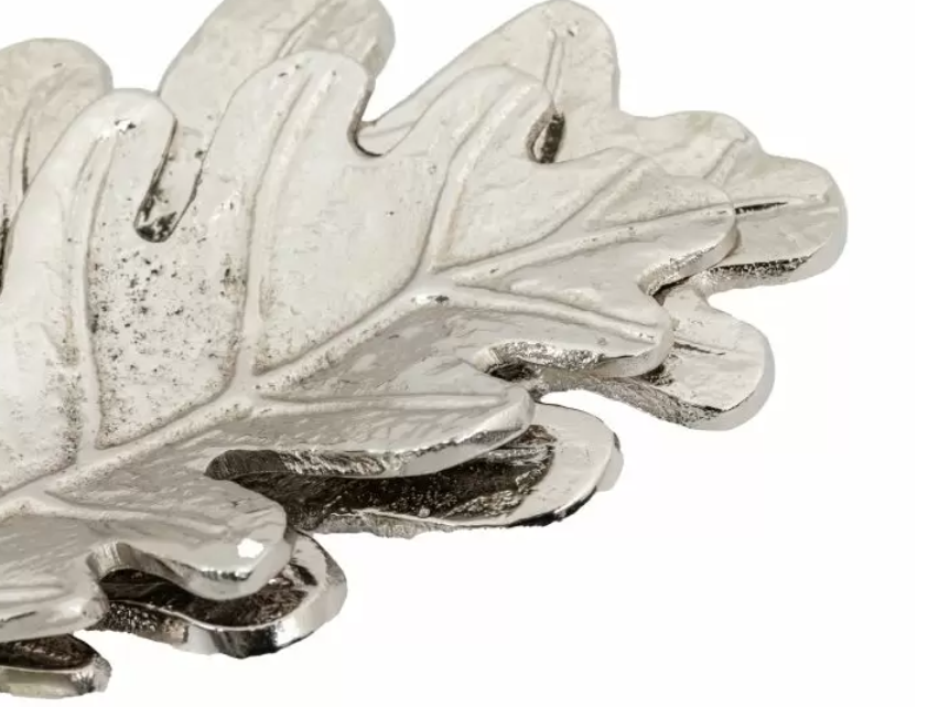 Oak Leaf Dish Antique Nickel Cast Aluminium Set of 2