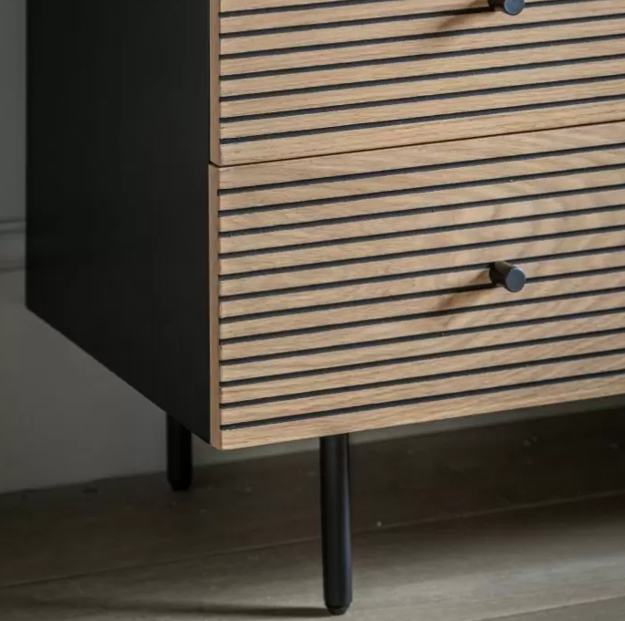 Marlow Modern Black & Natural 3-Drawer Chest - Sleek Bedroom Storage