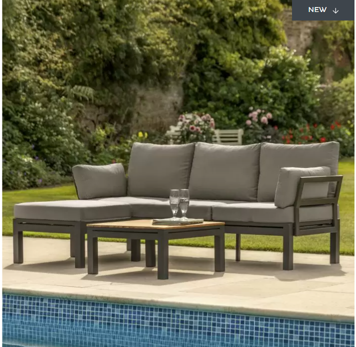 Albion Garden Furniture Chaise Lounge Set, Grey, Natural Acadia Wood, Black Metal ( Due Back In 25/01/25 )