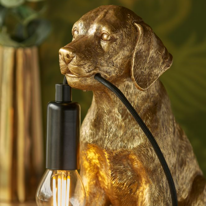 Labrador Puppy  Gold Table Lamp ( Due Back In 28/12/24 )