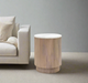 Ravenna Side Table, White Marble, Natural Mango Wood, Due back In 14/04/2024