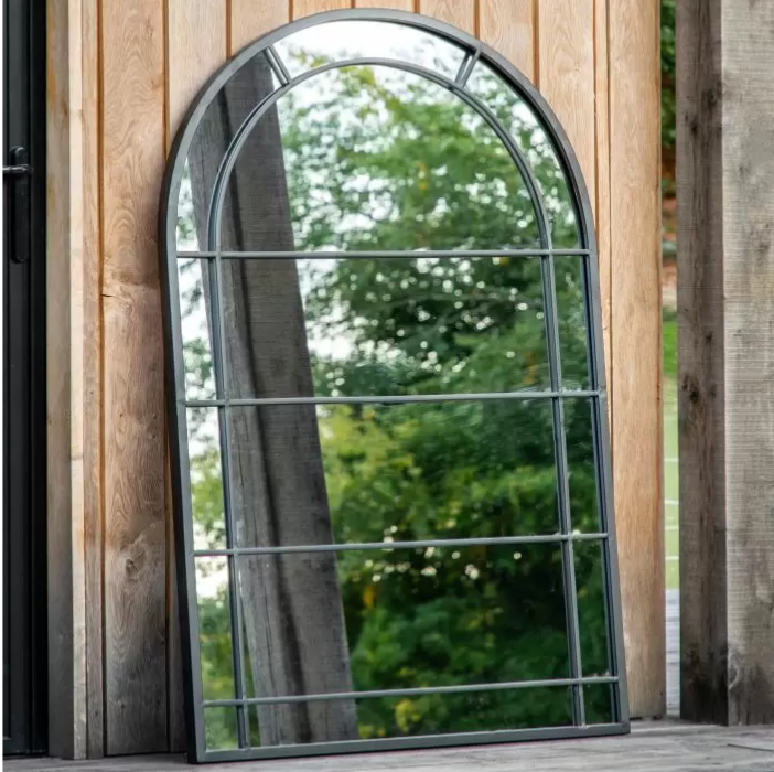 Pinden Outdoor Garden Window Mirror, Black Metal ( Due Back In 08/12/24 )