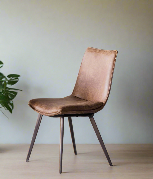 Christchurch Brown Leather Dining Chair with Metal Legs