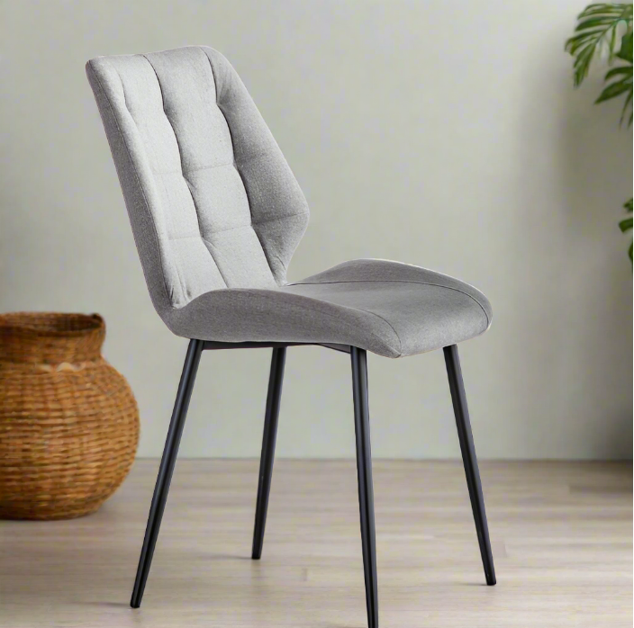 Set of 2 Willis Mid-Century Inspired Dining Chairs in Light Grey