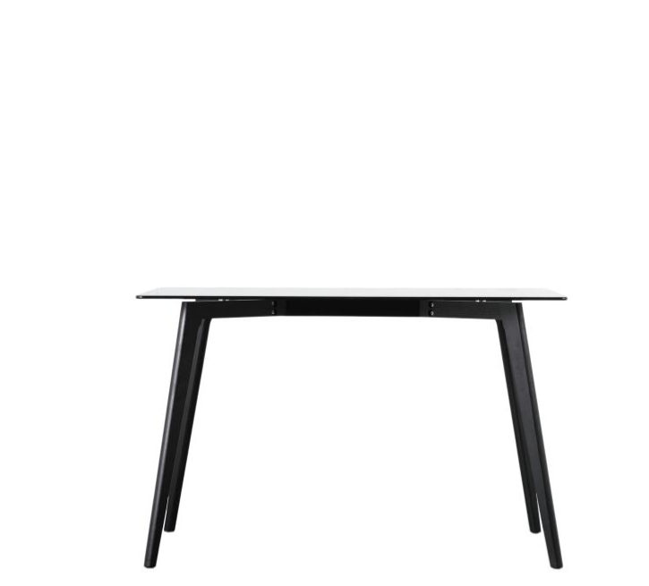 Nixon Black Oak Rectanglular Dining Table with Clear Glass