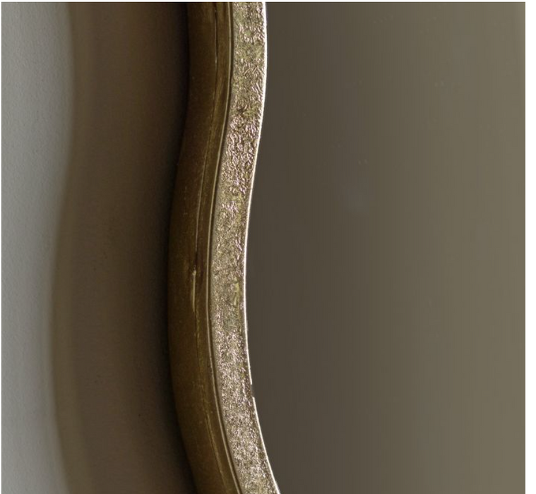 Contemporary Aged Gold Wavy Metal Wall Mirror - 95cm