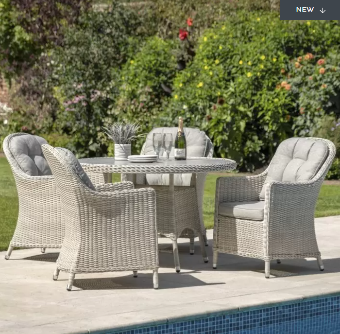 Berkerley Garden Furniture Dining Set, Rattan, Stone ( Due Back In 23/01/25 )